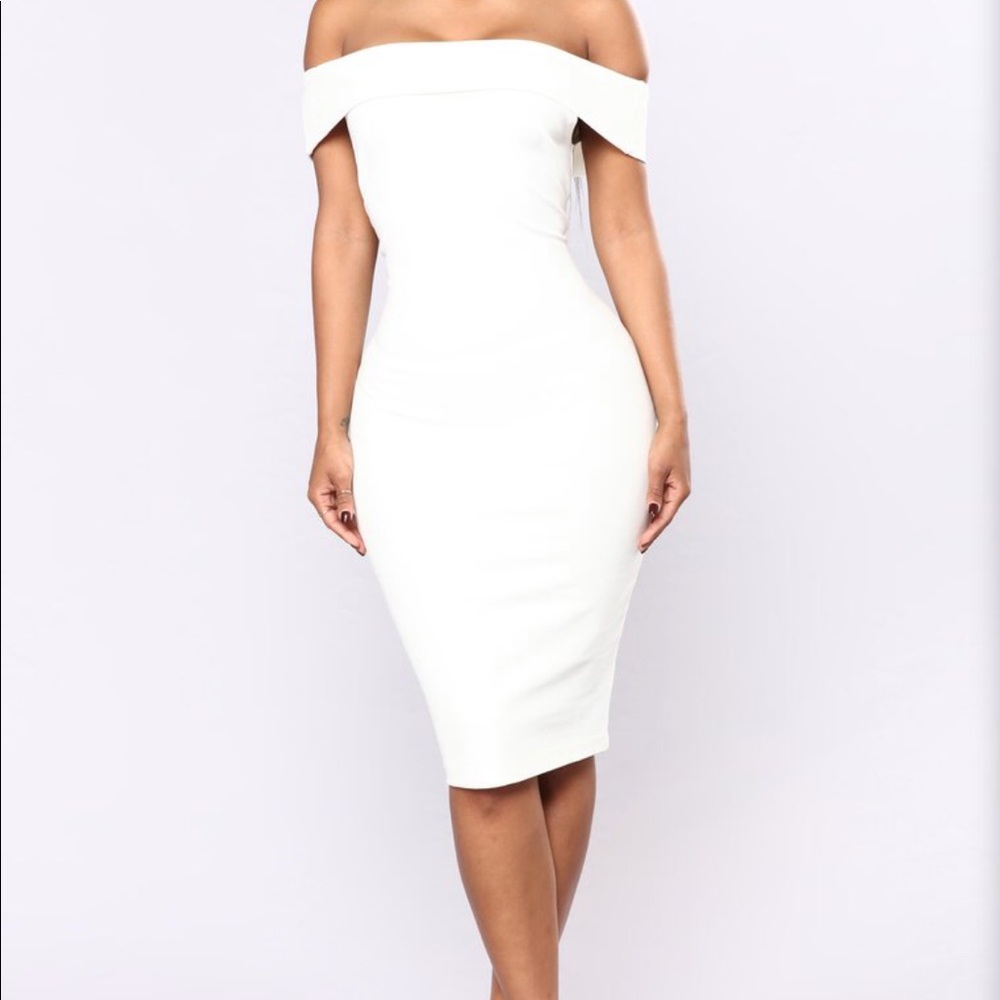 Fashion Nova Chantal Off Shoulder Dress White